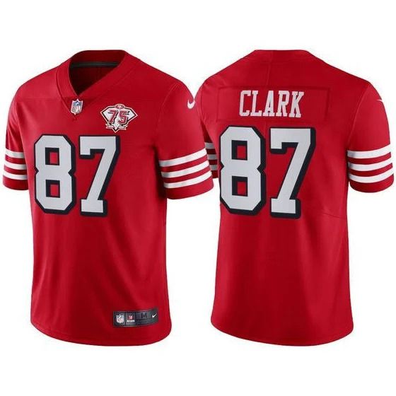 Men San Francisco 49ers #87 Dwight Clark Nike Red 75th Anniversary Throwback Limited NFL Jersey